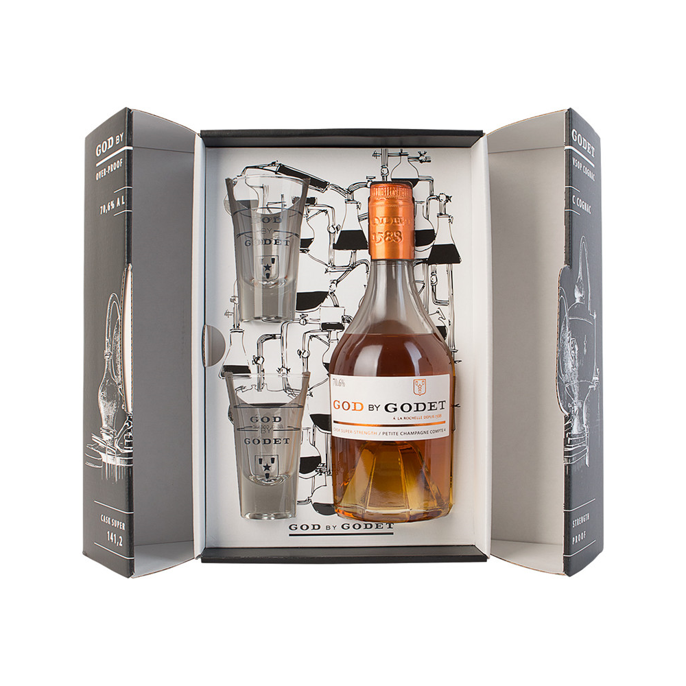 Koniak God by Godet 70,6% 350 ml + 2 kieliszki