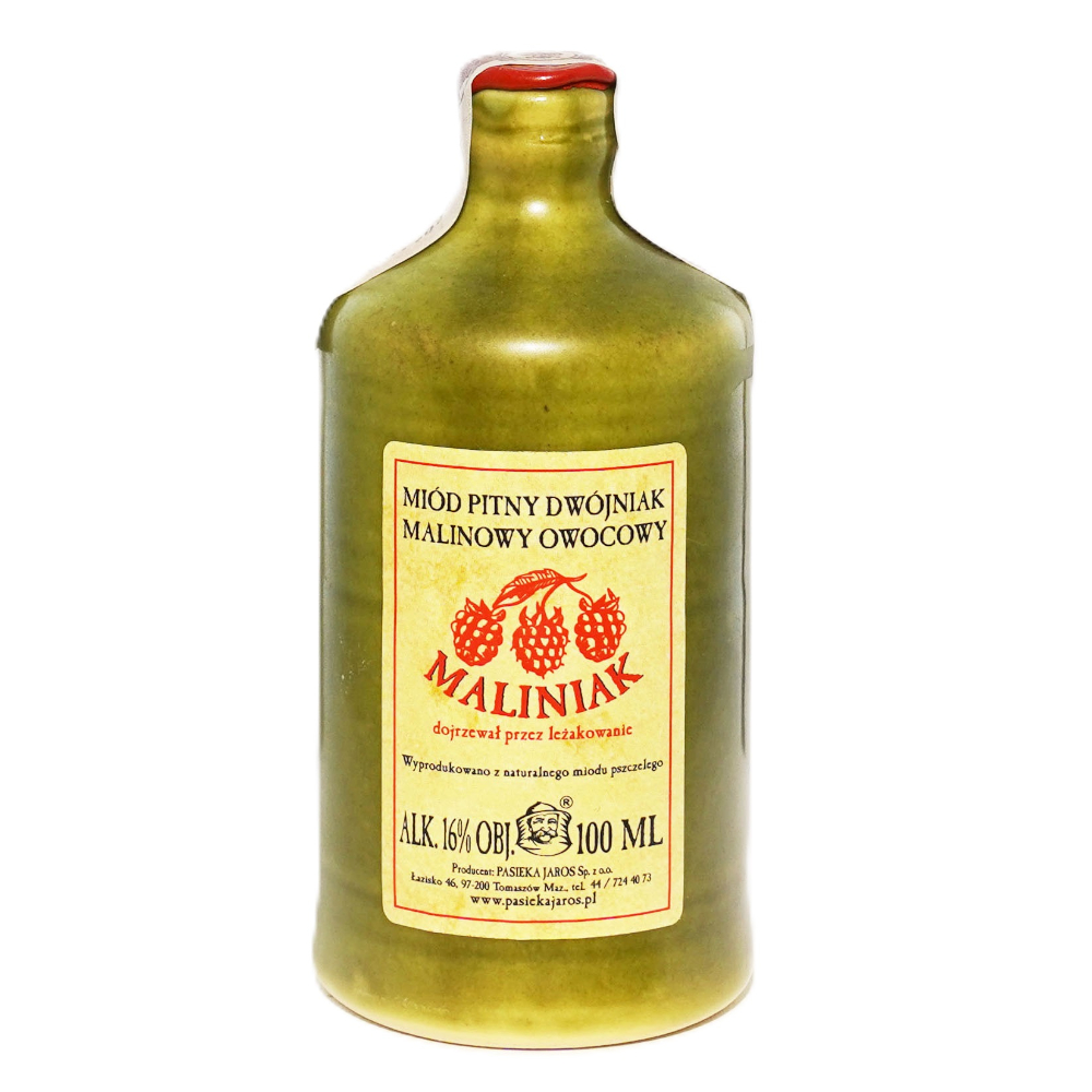 Miód pitny dwójniak "Maliniak" 16% 100 ml butelka ceramiczna