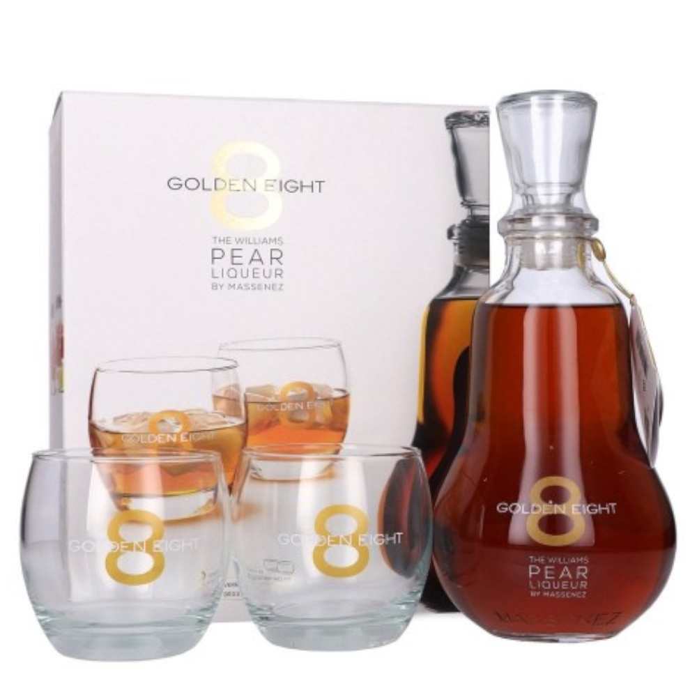 Likier Poire Williams Golden 8 25% 700 ml + 2 szklanki