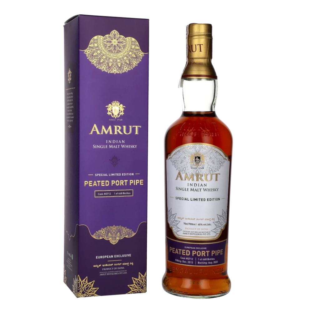 Whisky Amrut Peated Port Pipe  60% 700 ml kartonik