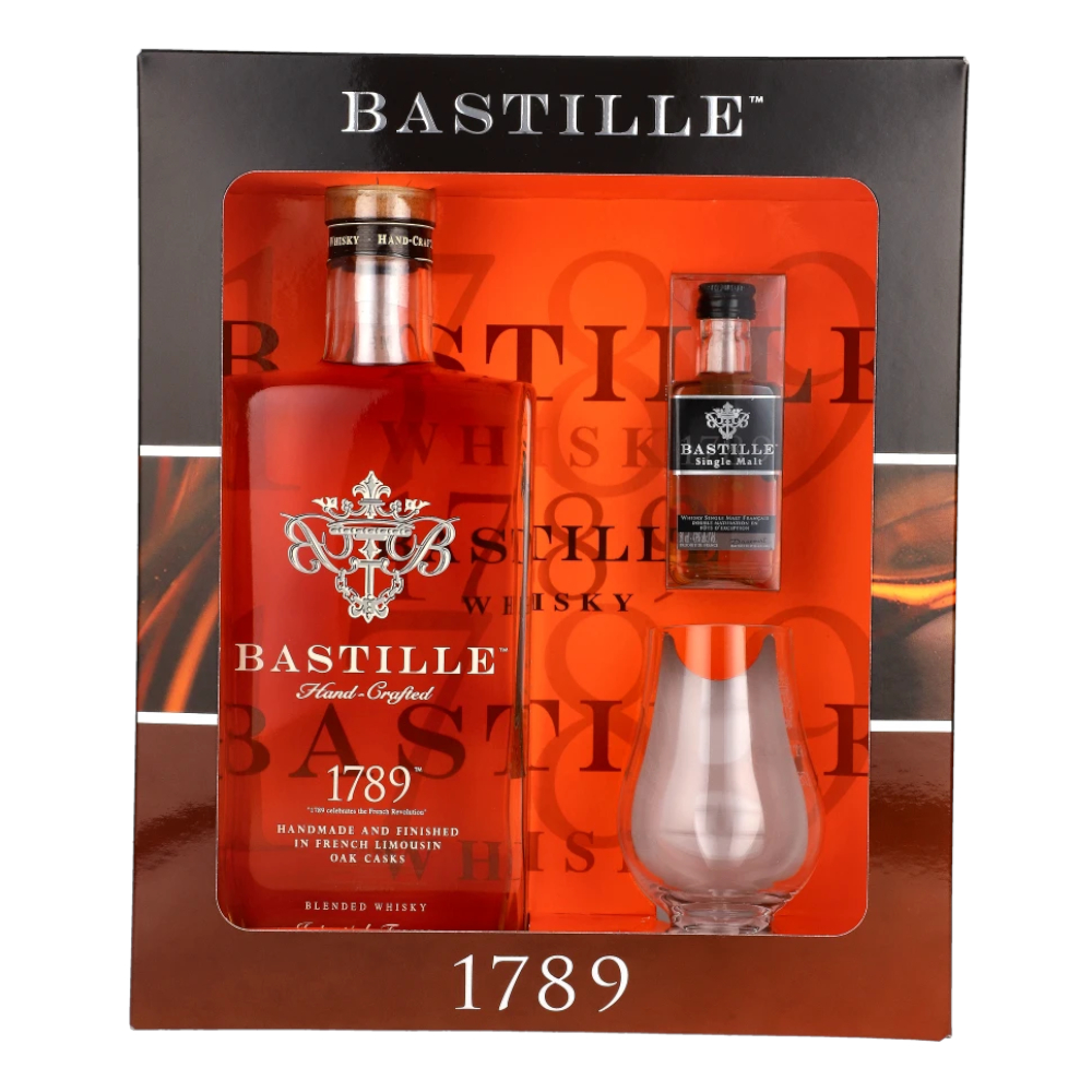Whisky Bastille 1789 Blend + szklanka + miniaturka 40% 700 ml