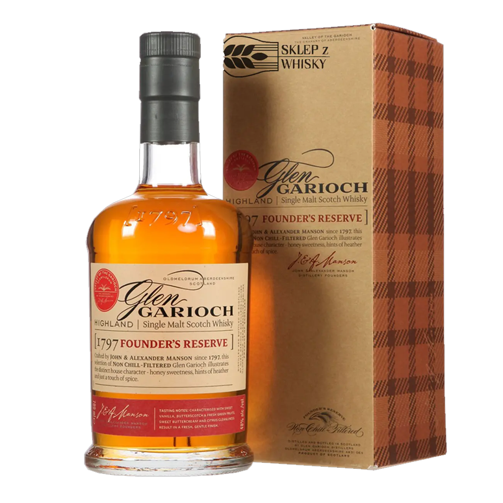 Whisky Glen Garioch Founders Reserve 48% 700 ml zestaw