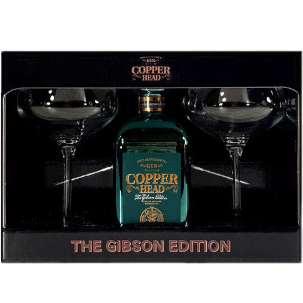 Gin Copperhead Gibson Martini Box + 2 kieliszki 40% 500 ml