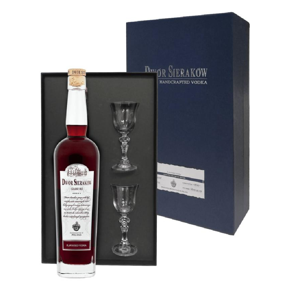 Wódka Dwór Sieraków Czarny Bez 40% 700 ml + 2 kieliszki