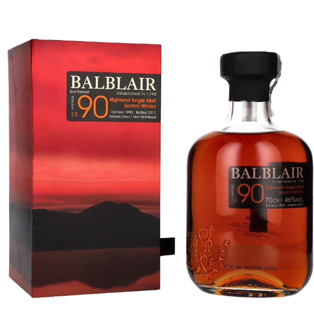 Whisky Balblair 1990 Vintage 46% 700 ml zestaw prezentowy