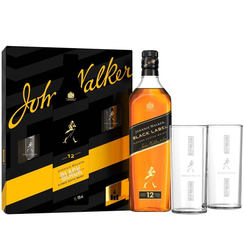 Whisky Johnnie Walker Black 40% 700 ml 2 szklanki