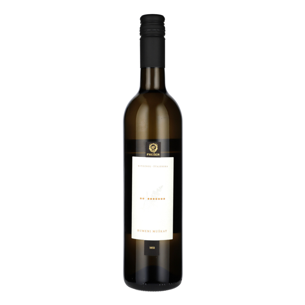 Wino Freser Rumeni Yellow Muskat 2021 12% białe półsłodkie 750 ml