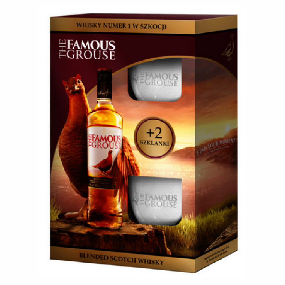 Whisky Famous Grouse 40% 700 ml + 2 szklanki