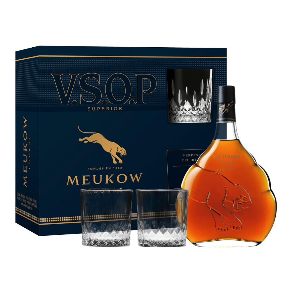 Koniak Meukow VSOP Superior 40% 700 ml + 2 szklanki