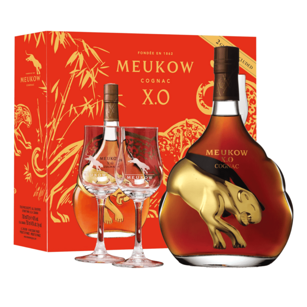 Koniak Meukow XO Chinese New Year 2022 40%  700 ml  + 2 szklanki