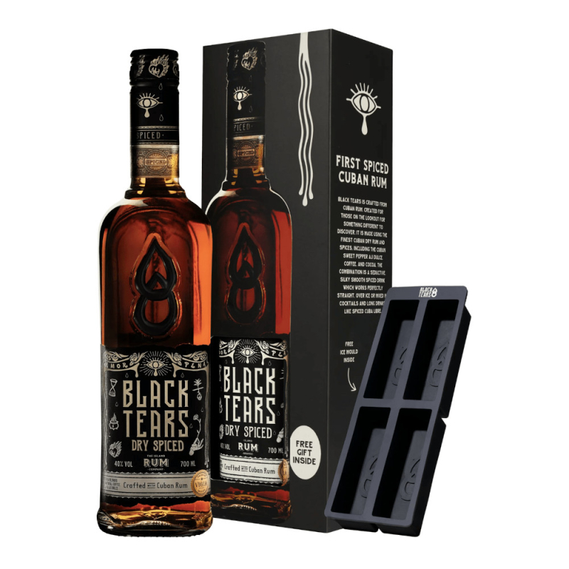Rum Black Tears Dry Spiced 40% 700 ml + Foremka